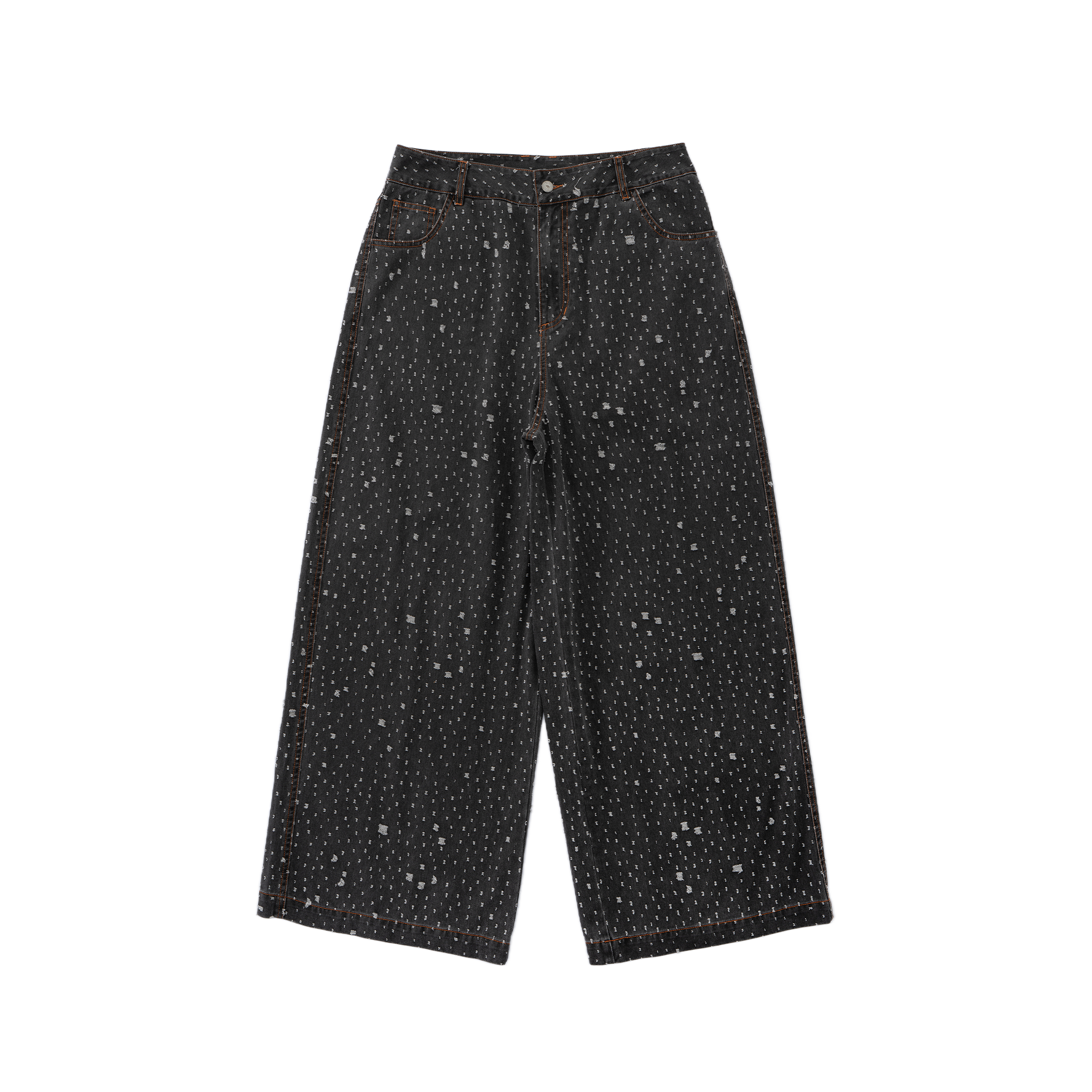 Distressed Dotted Wide Leg Denim - Washed Black – FRIED RICE SHOP
