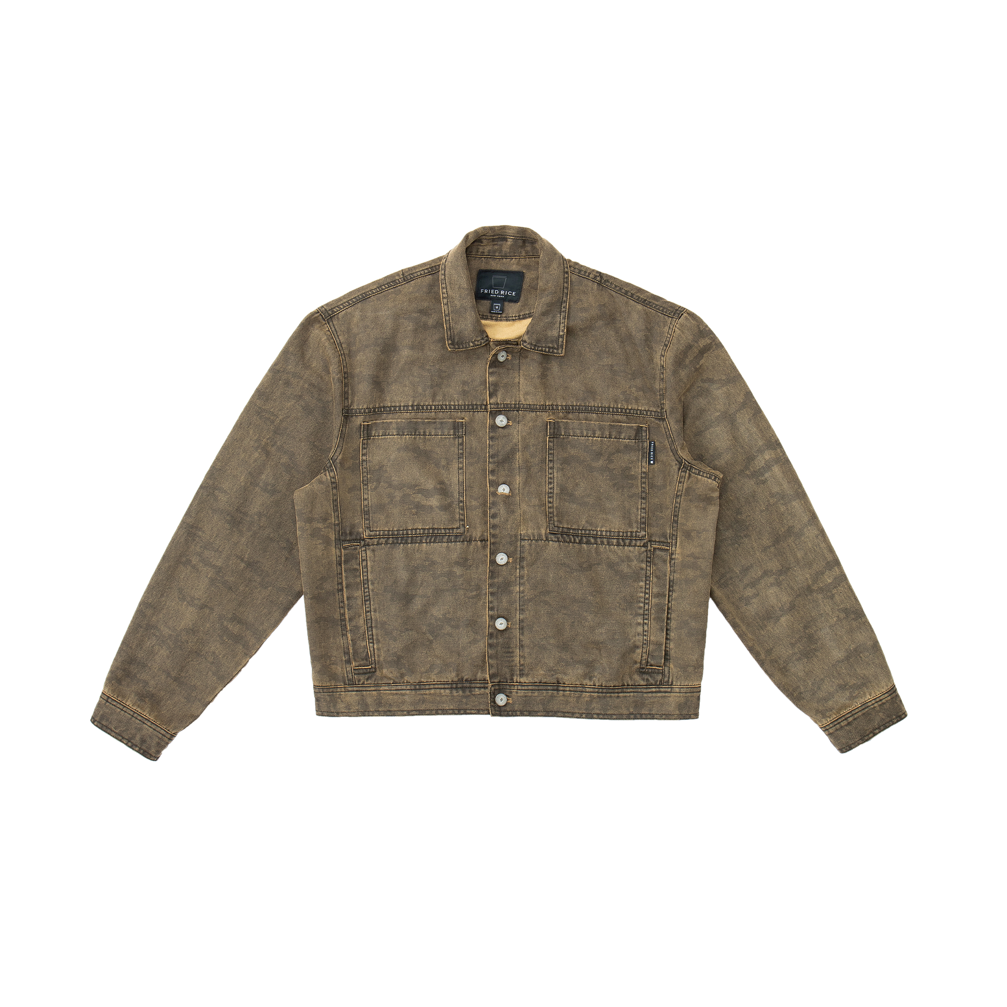 Kota Light Denim Motor Jacket – Subtle Washed Brown Camo – FRIED