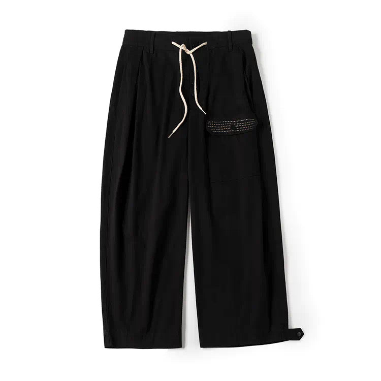 Sashiko Wide Leg Pants - Black – FRIED RICE SHOP Sashiko Wide Leg Pants - Black – FRIED RICE SHOP