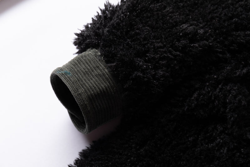 Reversible Dolman Coat - Camo Quilt - Black Faux Fur