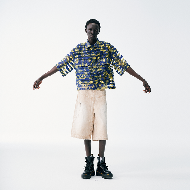 Tropicana Sheer Cropped Button Up
