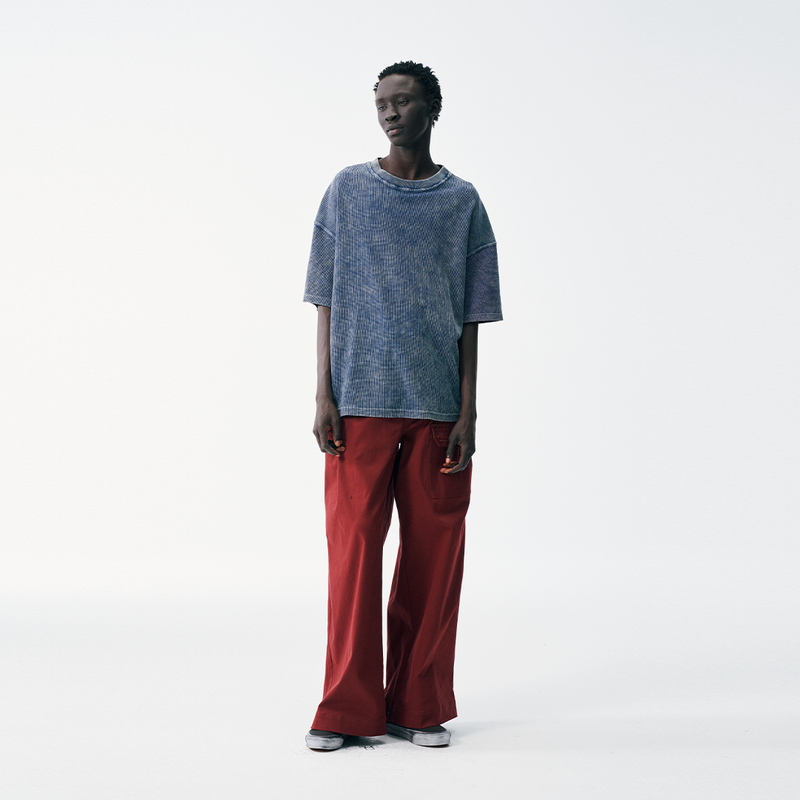 Embroidered Waffle Tee - Indigo