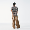 Abstract Paint Brush Plaid Button Up – Short Sleeve, Earth Tones
