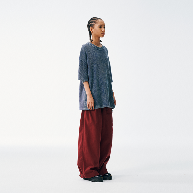 Embroidered Waffle Tee - Indigo