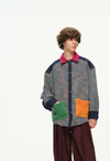 Color-Block Pocket Shirt – Magenta, Green & Mustard