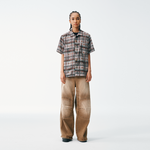 Abstract Paint Brush Plaid Button Up – Short Sleeve, Earth Tones