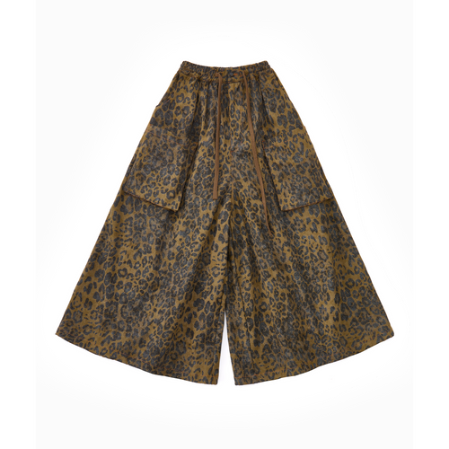 Brown Leopard print wide leg pants