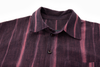 Vertical Stripe Button Up – Deep Burgundy & Rose, Relaxed Fit