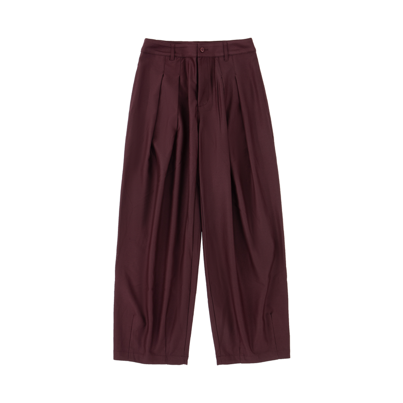 Contour Pleated Trousers – Oxblood, Relaxed Fit