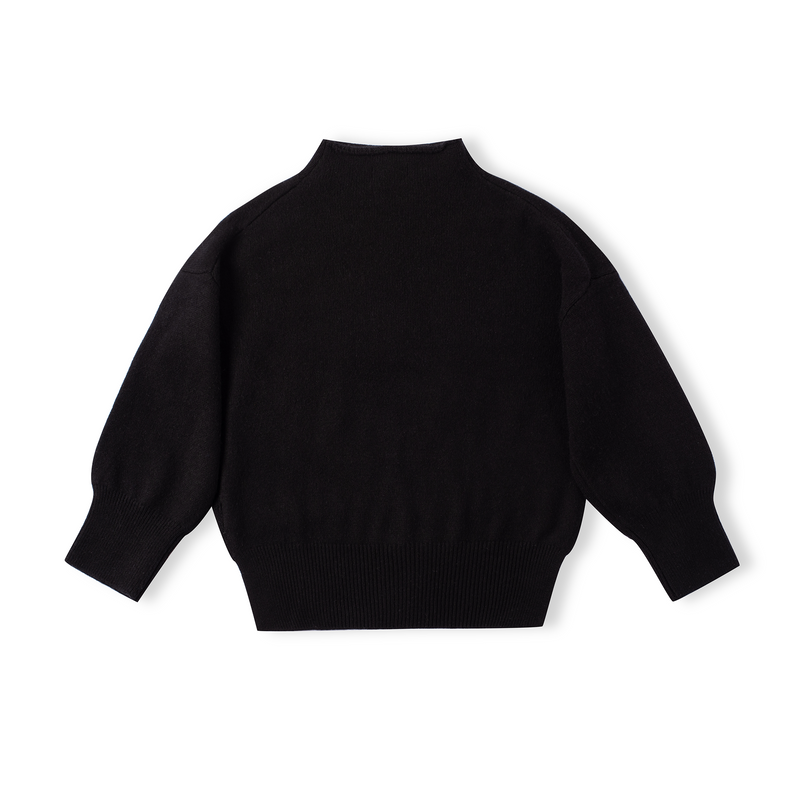 Side Split Roll Neck Sweater - Black