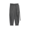 Noa Wrap-Front Pleated Pants – Wrap Around Sash Belt, Grey Pinstripe
