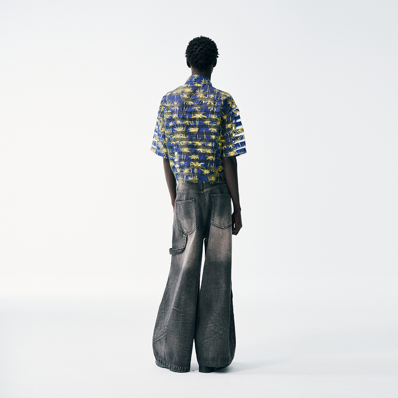 Tropicana Sheer Cropped Button Up