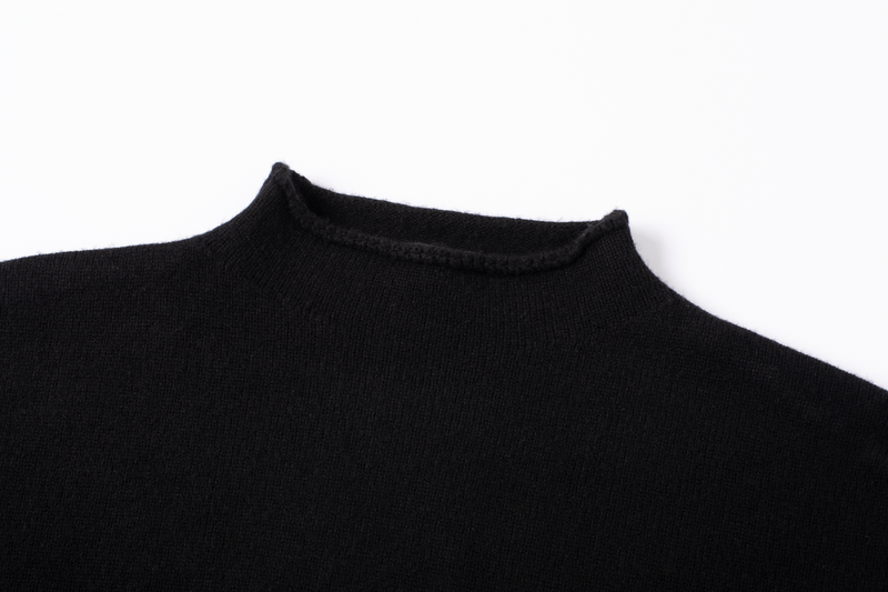 Side Split Roll Neck Sweater - Black