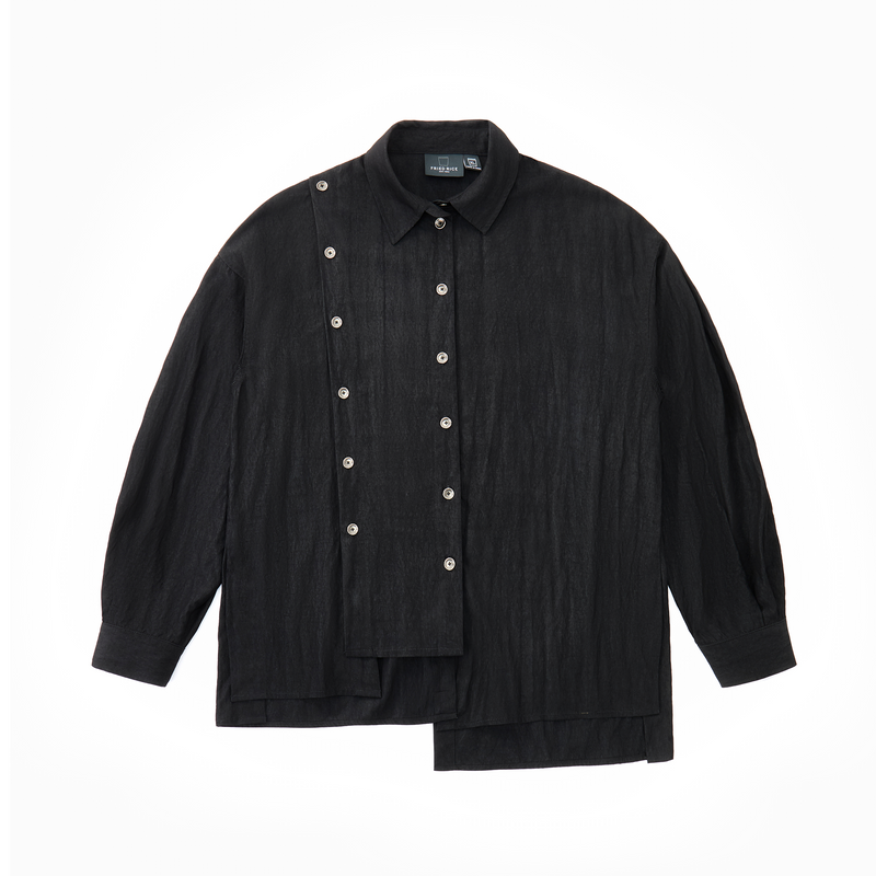 Asymmetrical Split Button Up - Midnight