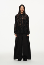 Sheer Wavy Button-Up Shirt - Midnight