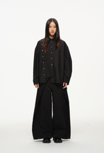 Asymmetrical Split Button Up - Midnight