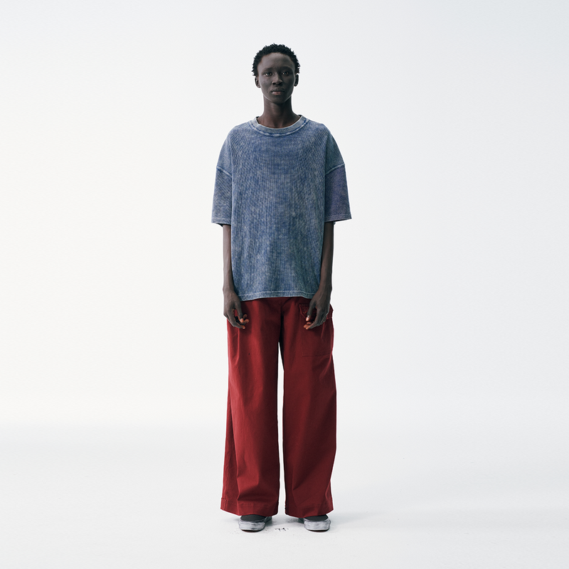 Embroidered Waffle Tee - Indigo