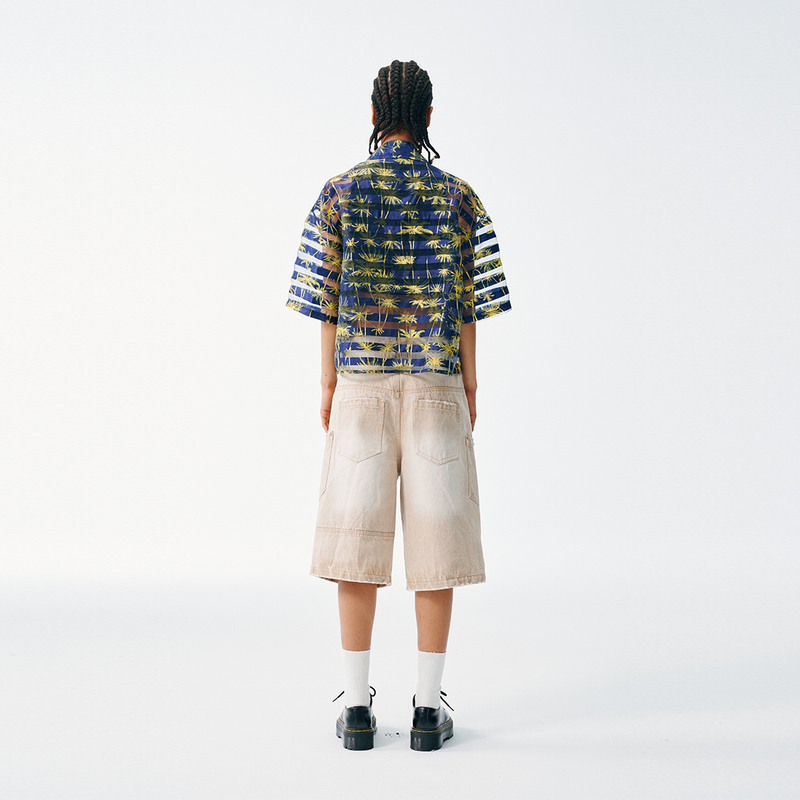 Tropicana Sheer Cropped Button Up
