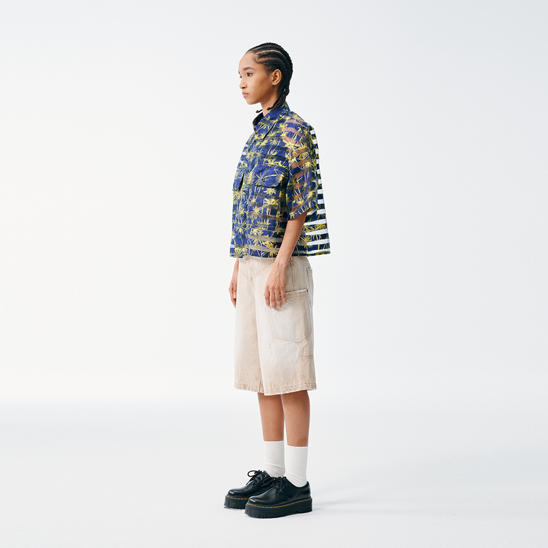 Tropicana Sheer Cropped Button Up