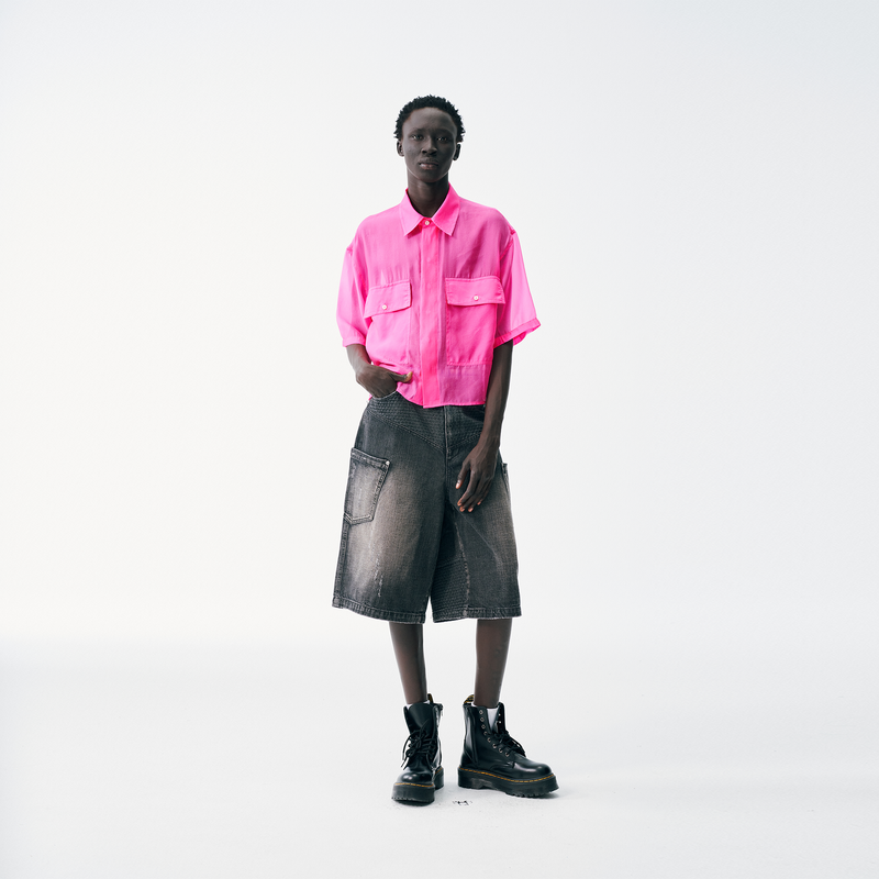 Candy Wrap Sheer Cropped Button Up