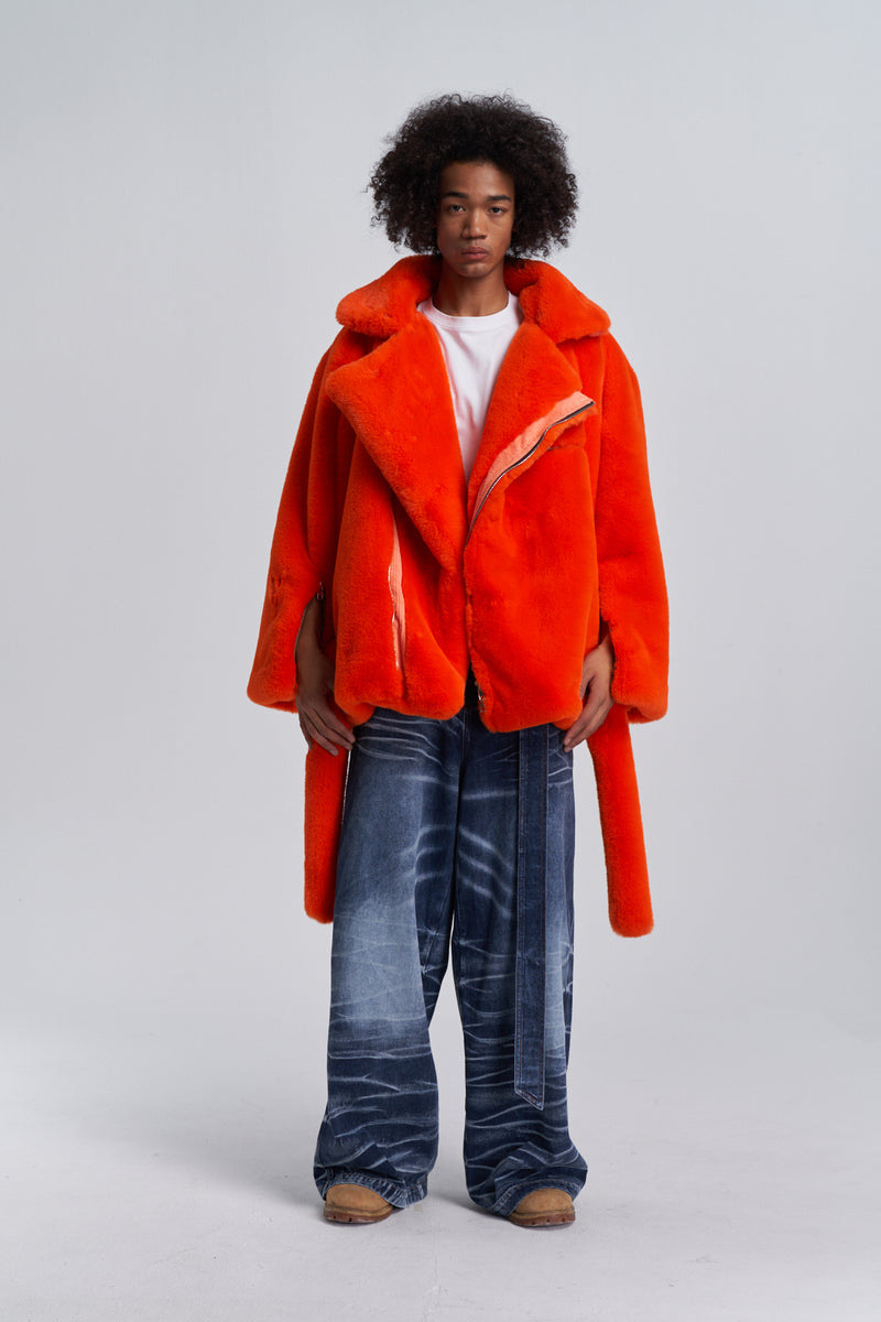 Faux Fur Trapper Jacket - Orange