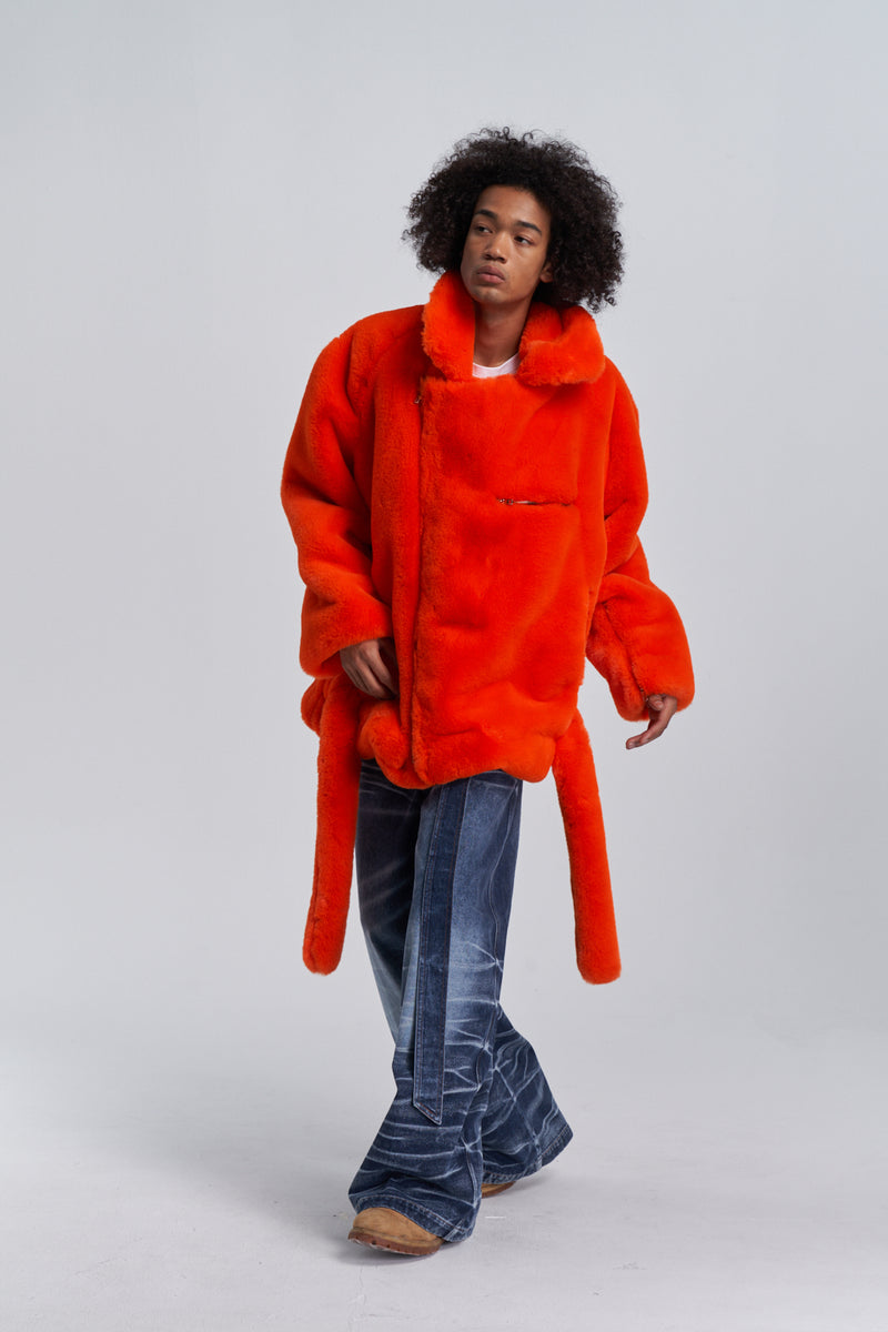 Faux Fur Trapper Jacket - Orange