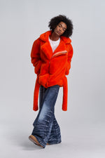 Faux Fur Trapper Jacket - Orange