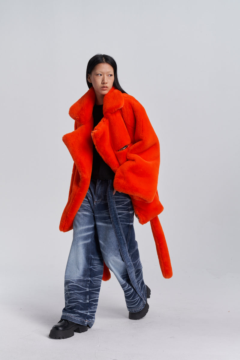 Faux Fur Trapper Jacket - Orange