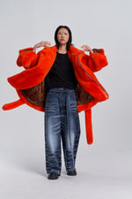 Faux Fur Trapper Jacket - Orange