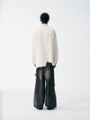 Asymmetrical Split Button Up - Creme