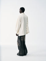 Asymmetrical Split Button Up - Creme