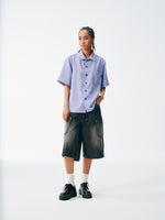 Slate Blue Short Sleeve Shirt – Textured, Relaxed Fit