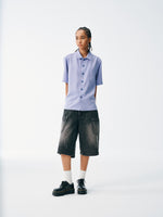 Slate Blue Short Sleeve Shirt – Textured, Relaxed Fit