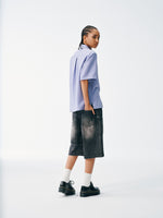 Slate Blue Short Sleeve Shirt – Textured, Relaxed Fit