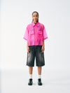 Candy Wrap Sheer Cropped Button Up