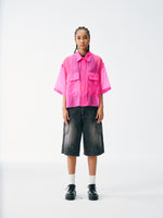 Candy Wrap Sheer Cropped Button Up