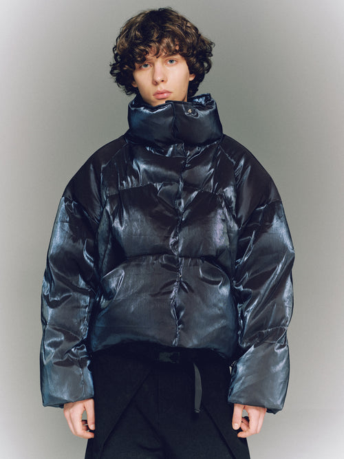 Iridescent Puffer Jacket – Midnight Blue