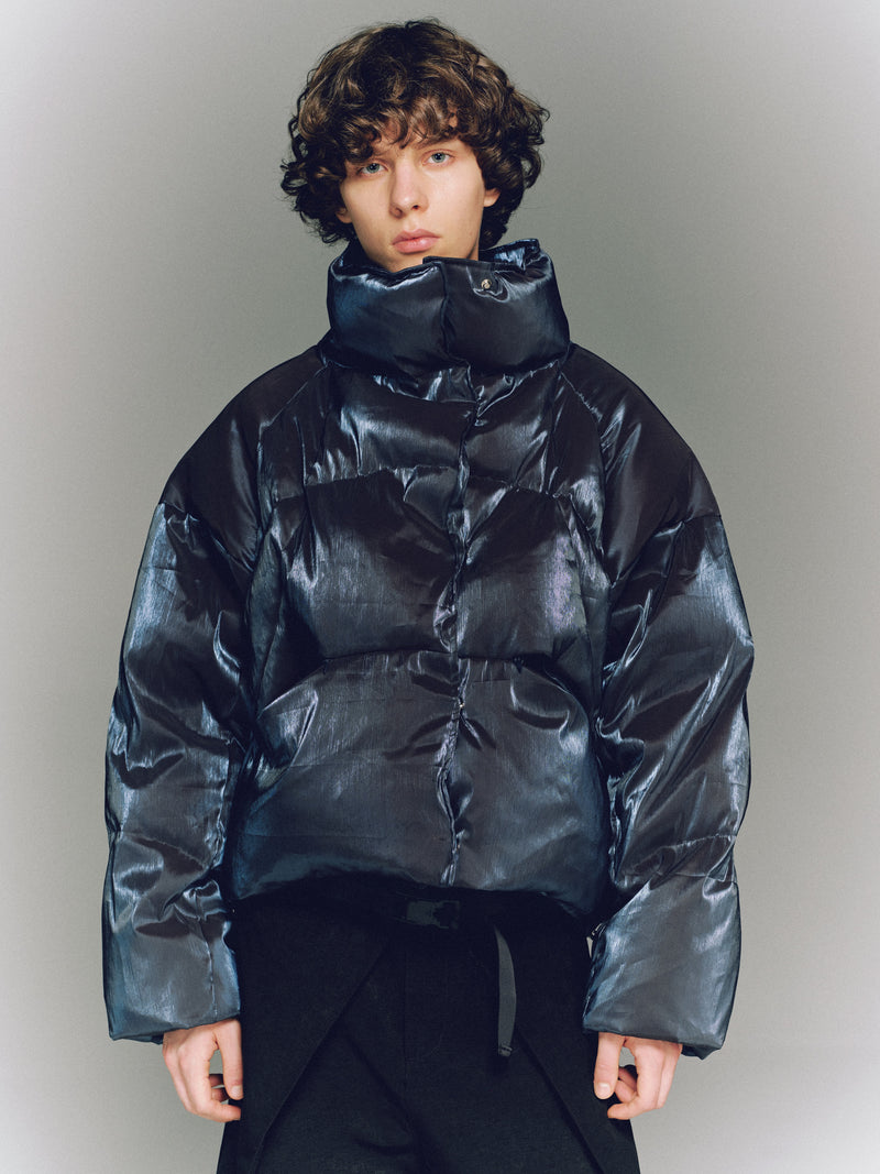 Iridescent Puffer Jacket – Midnight Blue – FRIED RICE SHOP