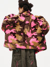 Plush Pop Cropped Faux Fur – Pink Over Camo