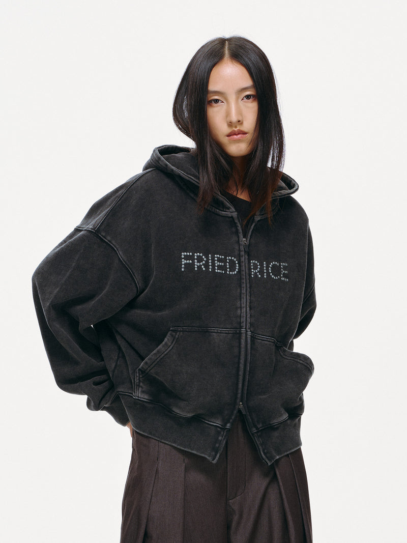 FRIED RICE Beaded Logo Double Zip Hoodie – FRIED RICE SHOP