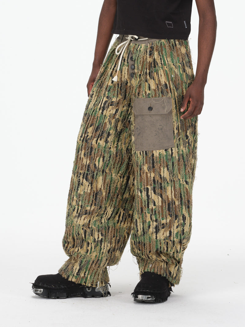 Shredded Wide Leg Pants - Deconstructed Camo – FRIED RICE SHOP