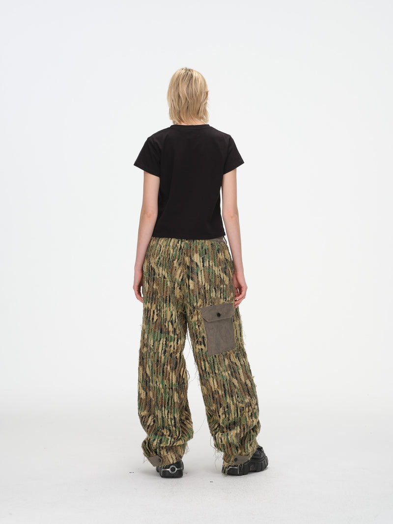 Shredded Wide Leg Pants - Deconstructed Camo – FRIED RICE SHOP