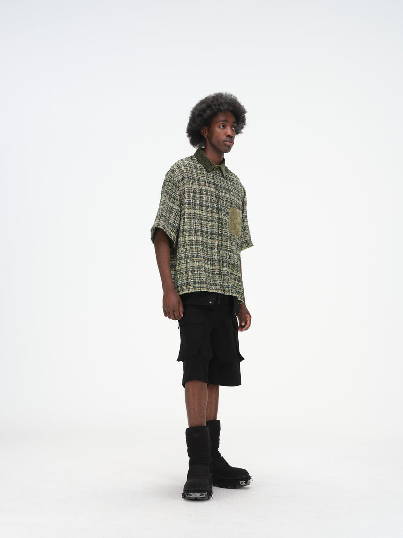 Textured Short Sleeve Button Up - Forest Green – FRIED RICE SHOP
