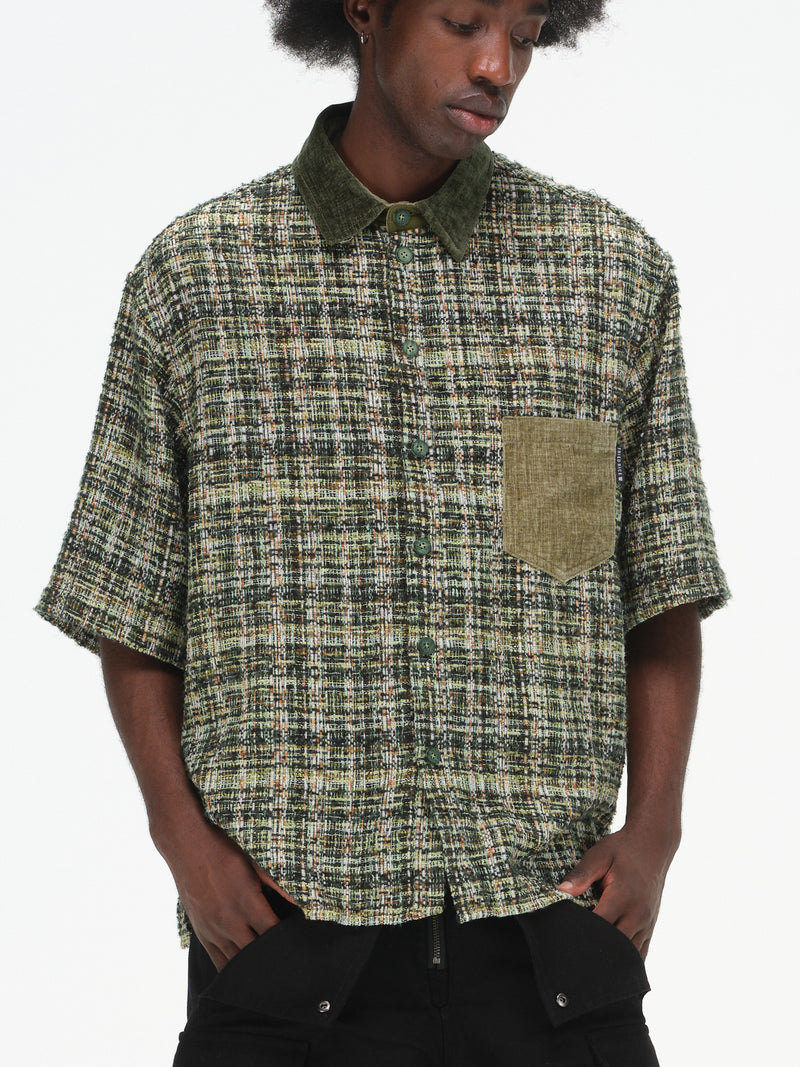 Textured Short Sleeve Button Up - Forest Green – FRIED RICE SHOP