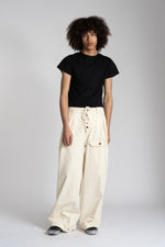 Sashiko Wide Leg Pants - Cream
