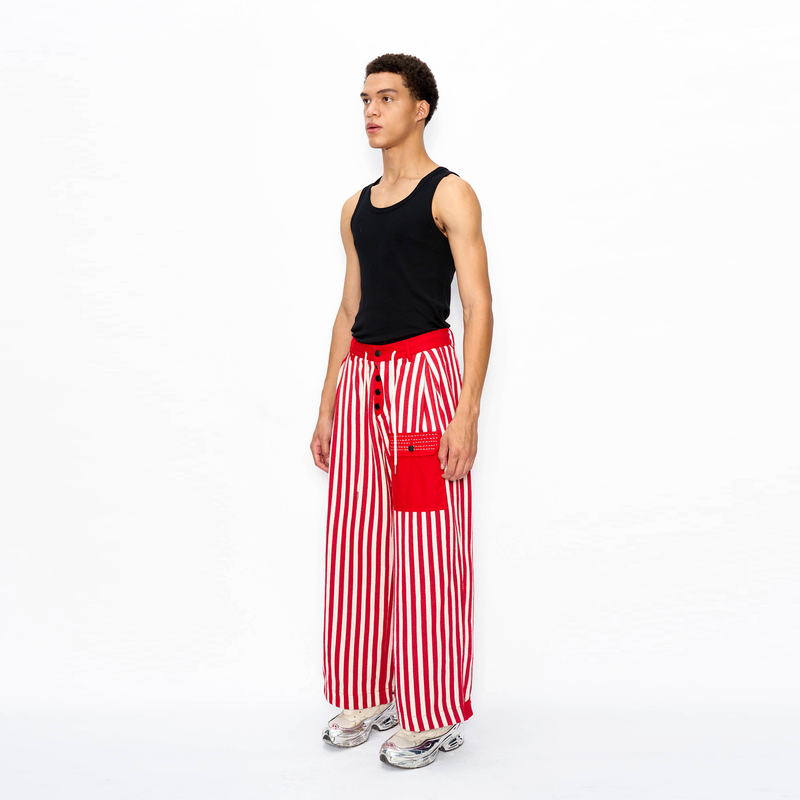 Red Pinstripe Wide Leg Pants