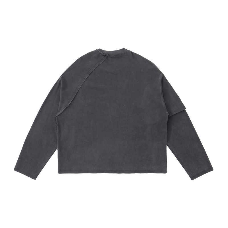 Asymmetric Sleeve Crewneck – Graphite