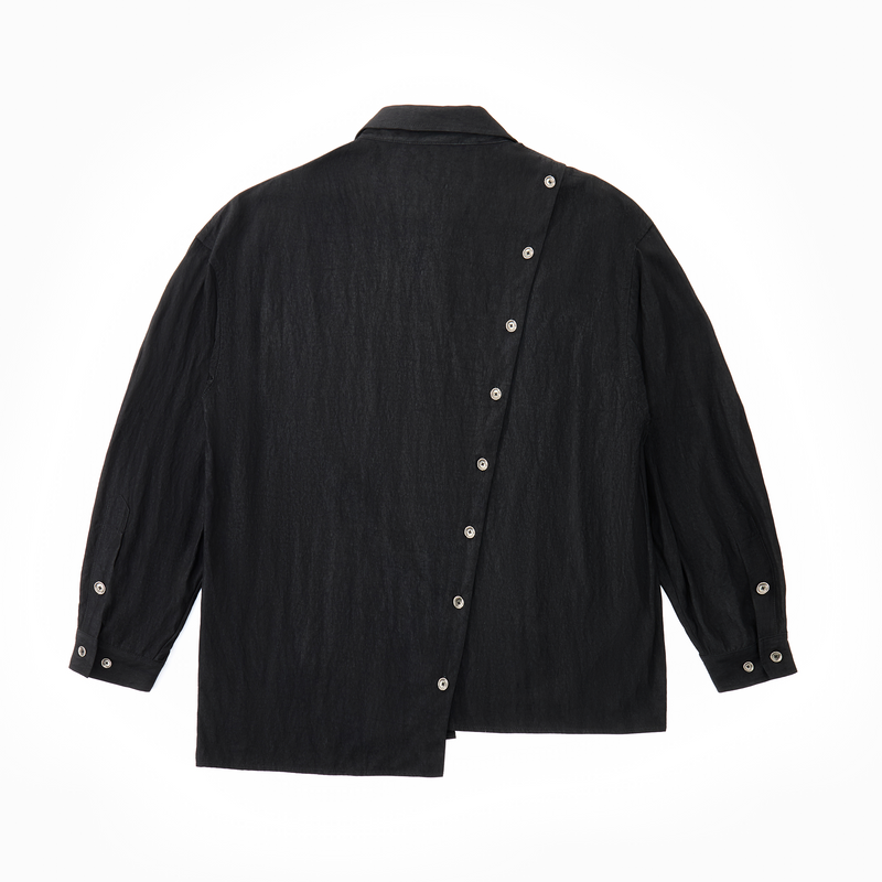 Asymmetrical Split Button Up - Midnight