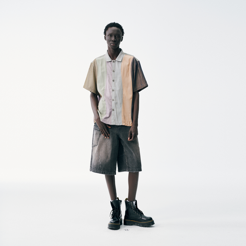 Wave Panel Short Sleeve Shirt – Earth Tone Mix