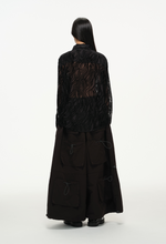 Sheer Wavy Button-Up Shirt - Midnight